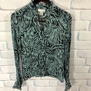 Worthington Turquoise and Black Blouse. Size Medium